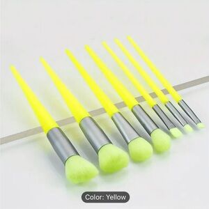 7 piece neon green makeup brush set